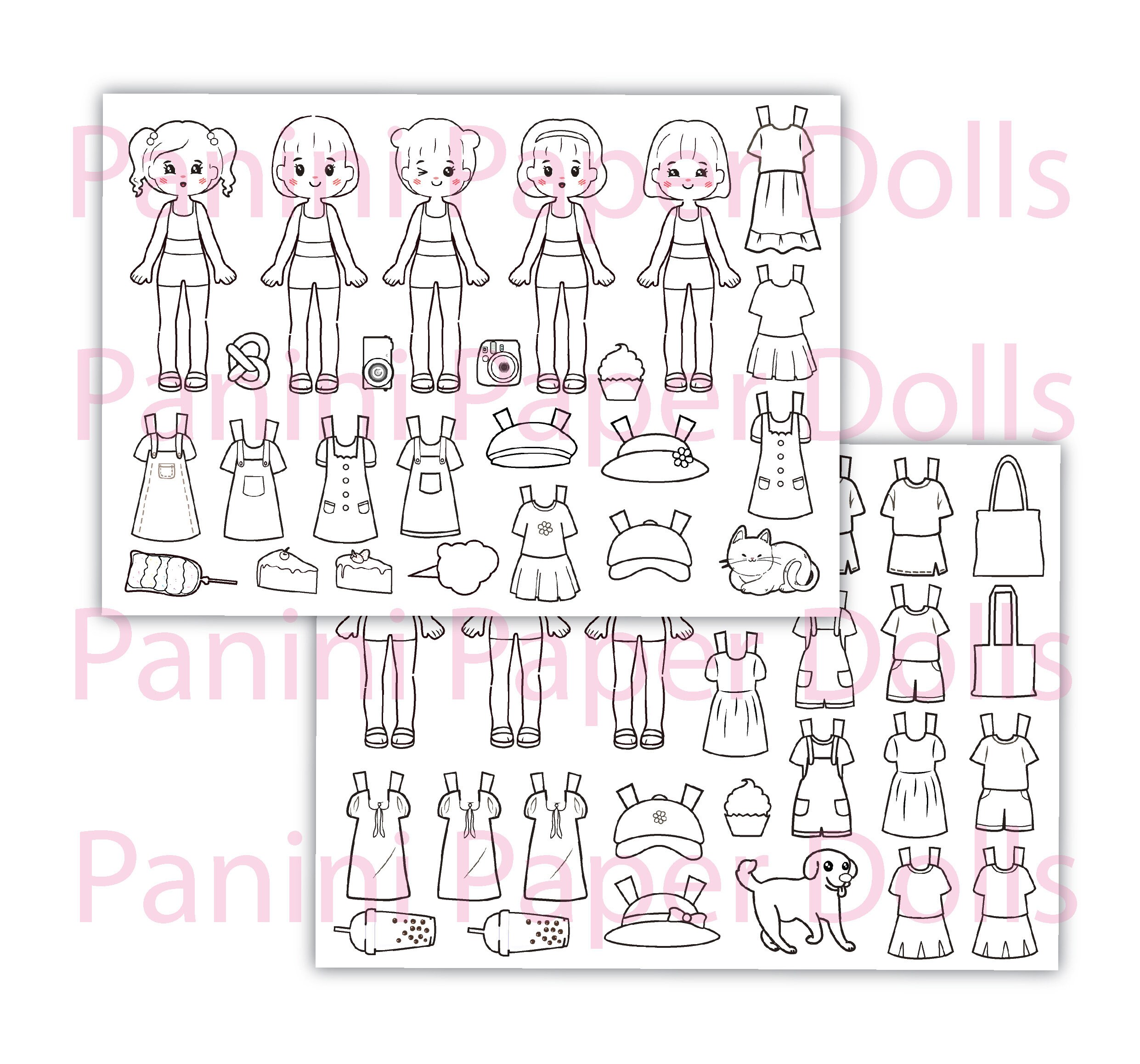 Desenho de boneca kawaii para colorir