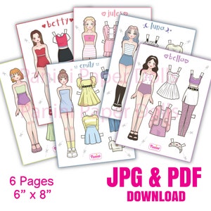 A4 Printable Magnetic Paper Dress up Dolls. SEN 