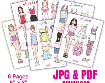 Printable Paper Doll Dress Up Girls Korean Paper Doll Kpop Doll Inspired Kids Toys Instant Digital Download