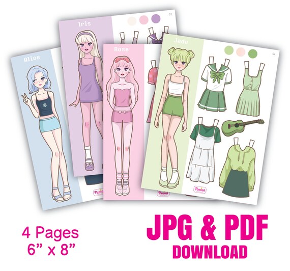Printable Paper Doll Dress up Girls Korean Paper Doll K-pop - Etsy