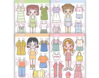 Printable Paper Doll Cute Kawaii Paper Dolls Dress Up Toys Instant Digital  Download