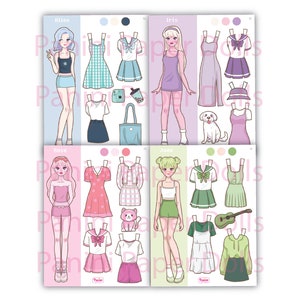 Printable Paper Doll Dress Up Girls Korean Paper Doll K-pop Doll Inspired Toys Instant Digital Download image 2