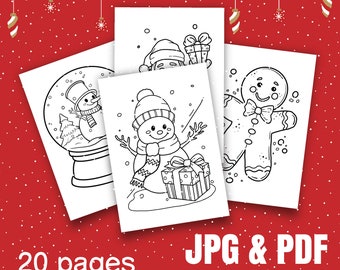 20 Christmas Coloring Pages: Kids Holiday Activity (PDF & JPG)