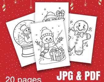 20 pages à colorier de Noël | Pages d'activités pour Noël | Livre de coloriage | Coloriages pour enfants | Cadeau de Noël