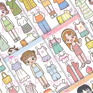 Printable Paper Doll Cute Kawaii Paper Dolls Dress Up Toys Instant Digital Download zdjęcie 3