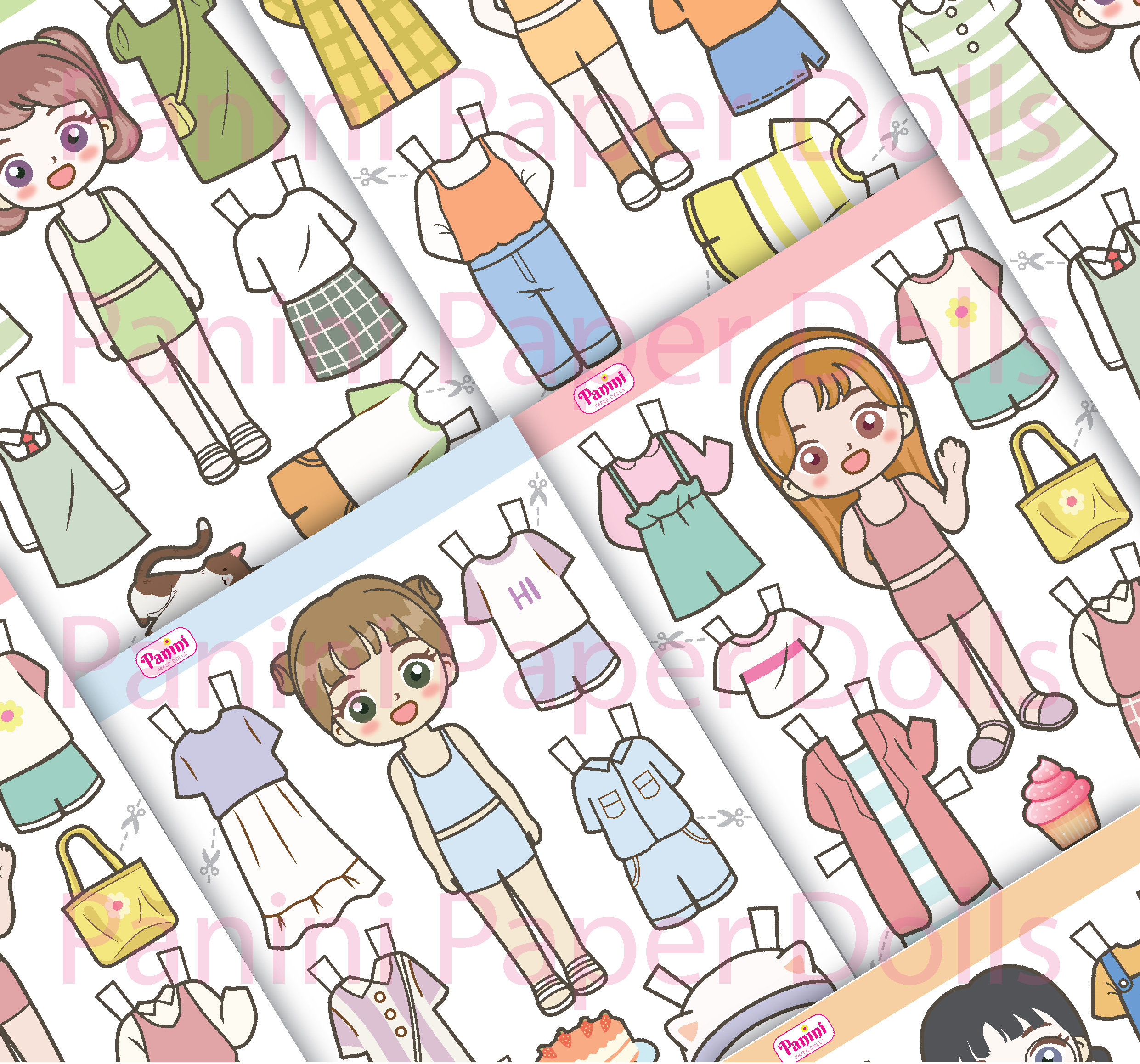buy printable paper doll cute kawaii paper dolls dress up toys