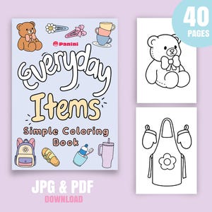Everyday Items Easy Coloring Pages, Bold and Relaxing Printable Coloring Book