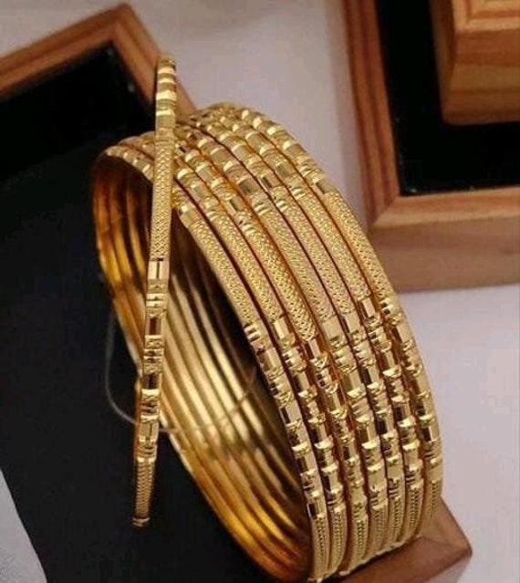 Indian Designer High Polish 1 Gram Gold 8 Bangles Set Indian Jewelry Gold Bangles Indian Bangles Bracelet Set Hand Accessories