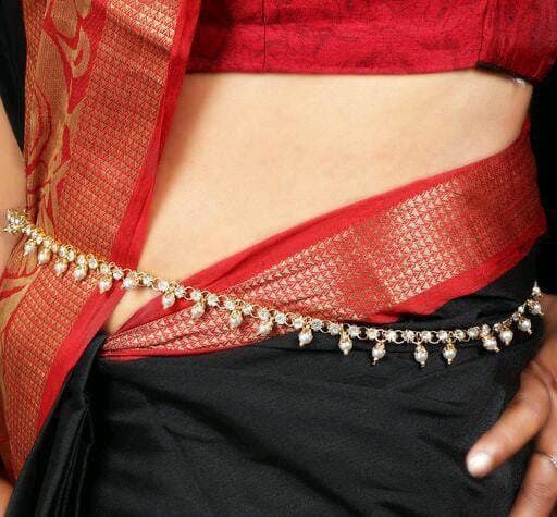 Traditional Kundan Gold Plated Saree Hip Belt/ Belly Chain