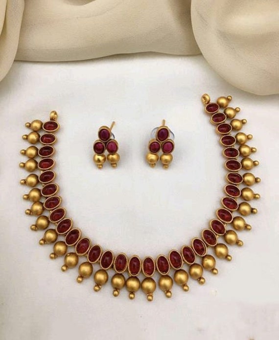 saree red bean necklace