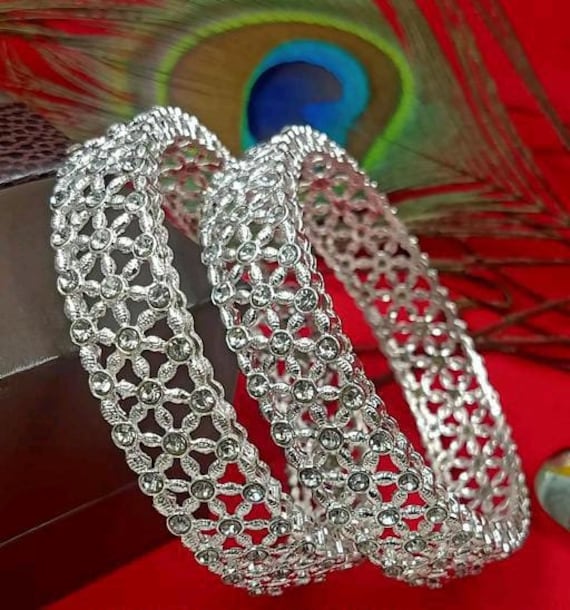 Buy Silver American Diamond Bangle/bracelet Indian Jewelry/silver 
