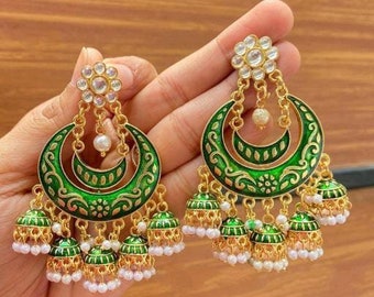 Minakari jhumka, jhumka for wedding, jhumka earrings, indian earrings, pakistani jhumka, jhumka jewellery,women jhumka earrings, chandbaliya