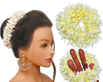 Artificial Mogra Jasmine Gajra Hair Scrunchie, Wedding Gajra Bun Holder, Gajra Hand band, Wedding Favors, Mogra Hand Hair Accessories