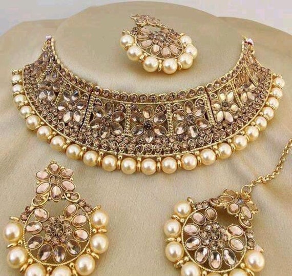 I Jewels Gold Plated Kundan Choker Set With Earrings & Maang Tikka - Indian Ethnic Jewelry - View #5
