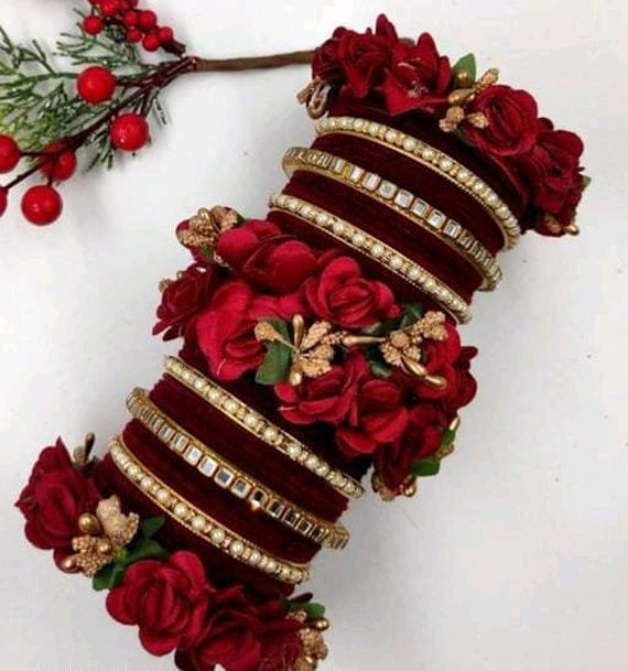 Rose flower bangles discount