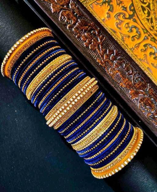 Blue Gold Bangle Etsy Ireland