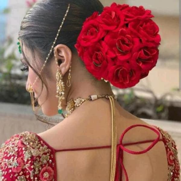 Gajra chignon réutilisable fleur bijoux pour mariage mariée Juda pour mariée indien floral chignon style bollywood danse classique