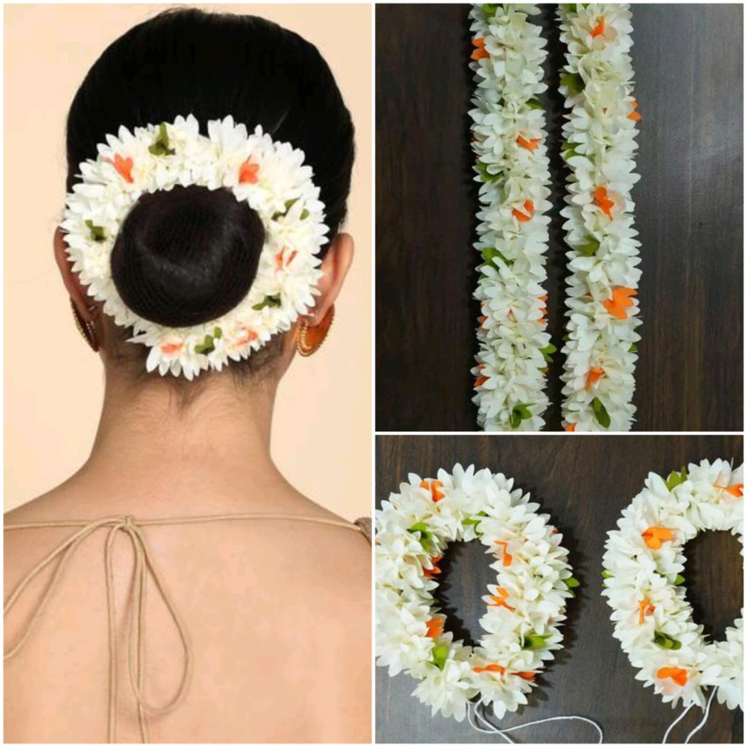 Artificial Mogra Jasmine Gajra Hair Scrunchie, Wedding Gajra Bun Holder