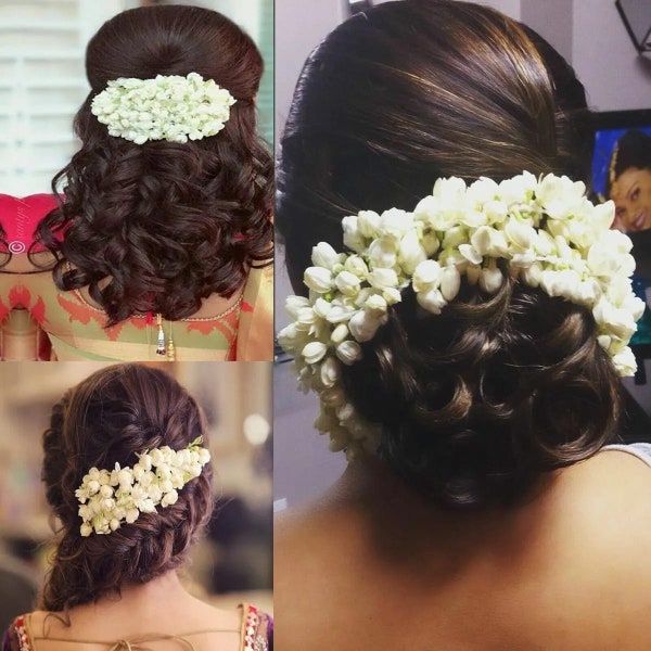 Guirlande artificielle Mogra FlowerGajra Hair Scrunchie, Wedding Gajra Bun Holder, Gajra Hand band, Wedding Favors, Mogra Hand Hair Accessories