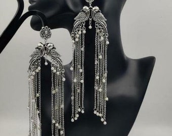 Oxidized Jhumka  Black Jhumka  Indian Jhumka  Indian Earrings  Oxidized Earrings  Silver Earrings  Bollywood Earrings  Afghani Earrings