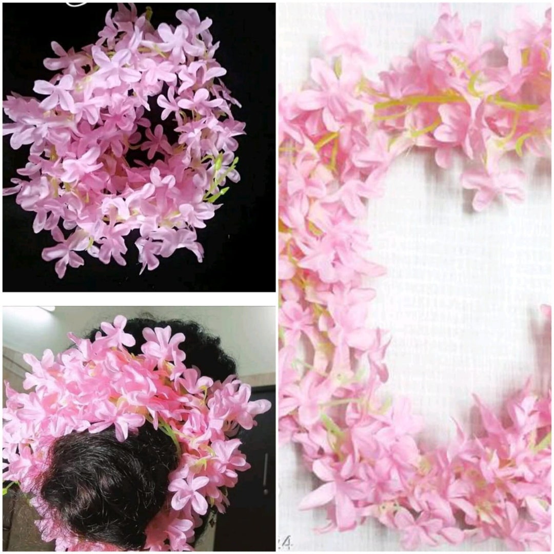 Artificial Pink Hair Jasmine Gajra Hair Scrunchie Wedding Etsy