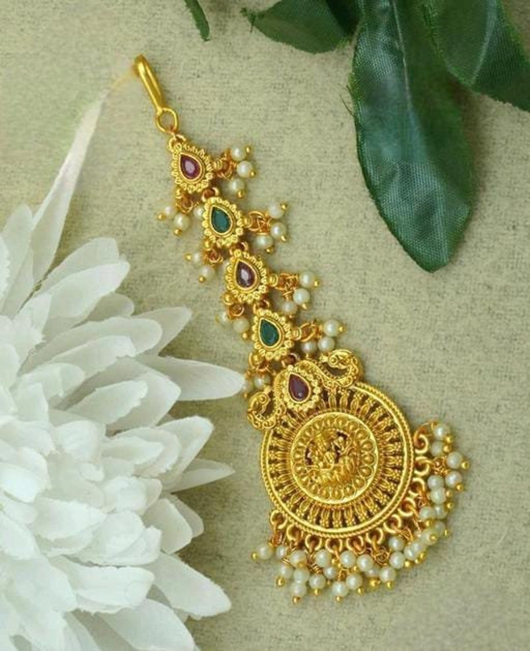 Pearls Gold Plated Tikka Maang Tikka Gold Tikka Bridal Maang Tikka Jewelry Antique Tikka Headpiece Wedding Tikka Pakistani Golden Tikka Etsy UK