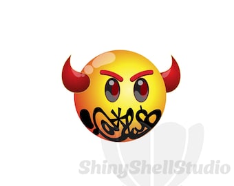 Emoji Devil, Fuck You SVG, Smiley Face SVG, Digital Art Download, Printable Wall Art, Red Devil SVG, Instant Download