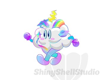 Stuck on a Cloud, Cloud SVG, Cute Clouds SVG, Rainbow SVG, Digital Art Download, Instant Download, Lightning Bolt