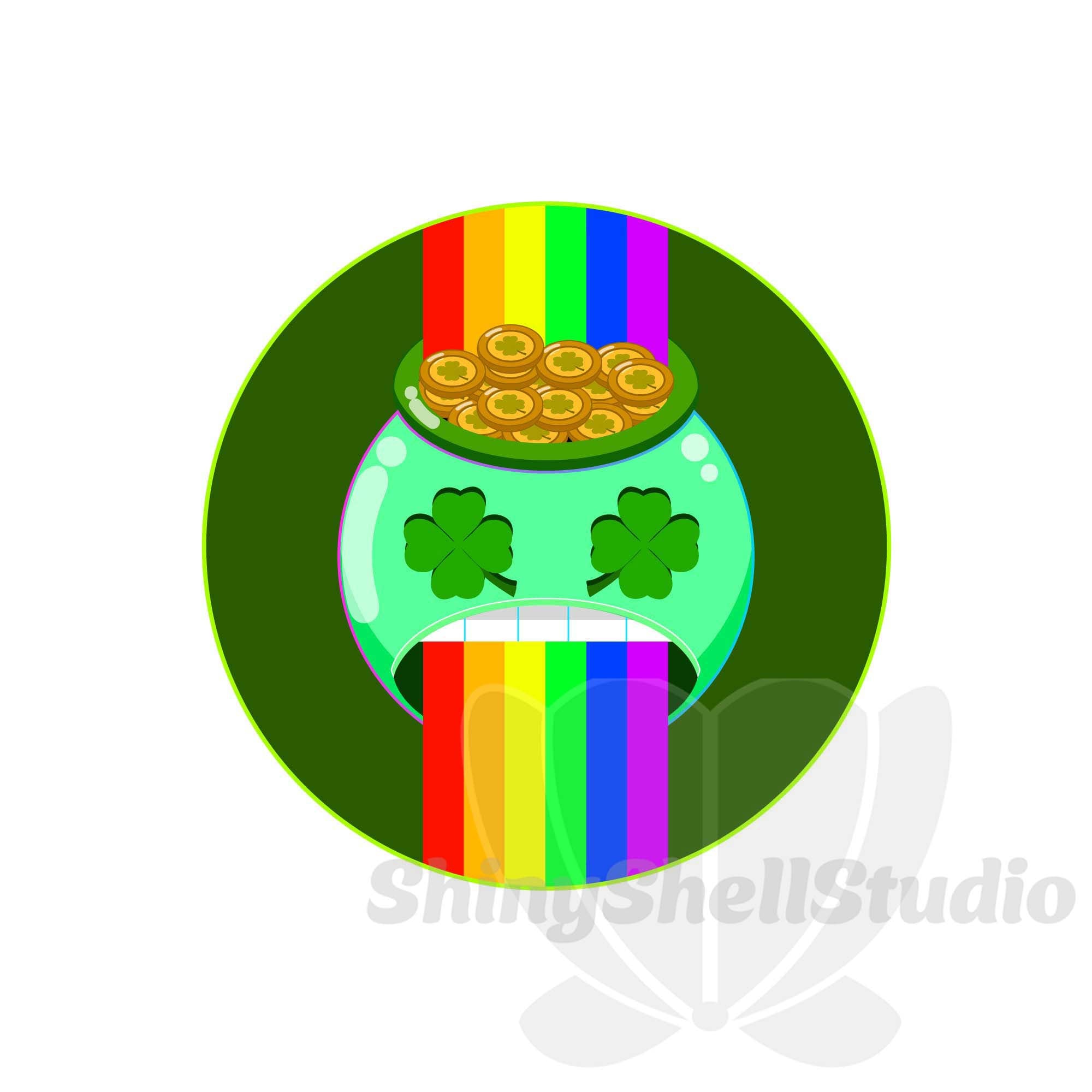 Funny Glitter St Patricks Smile Emoji Sublimation Download Png
