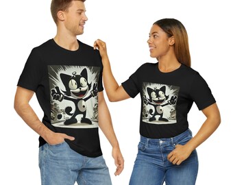 Retro Cartoon Cat Unisex Jersey Short Sleeve Tee