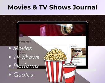 Suivi de films et séries TV pour Notion, agenda numérique de films, modèle Notion, journal de films et de séries