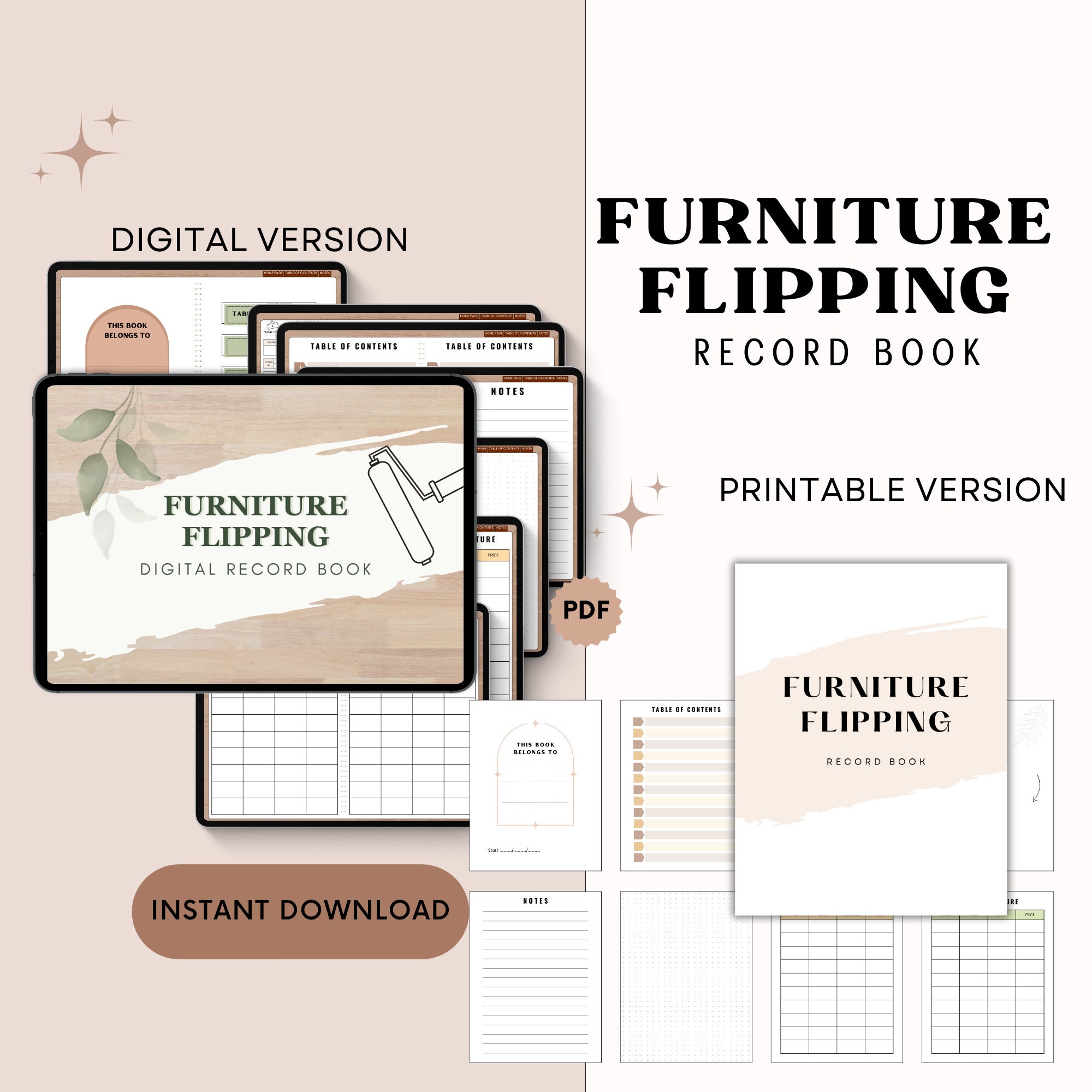 Furniture Flipping DIGITAL and PRINTABLE Record Book, Painting and ...