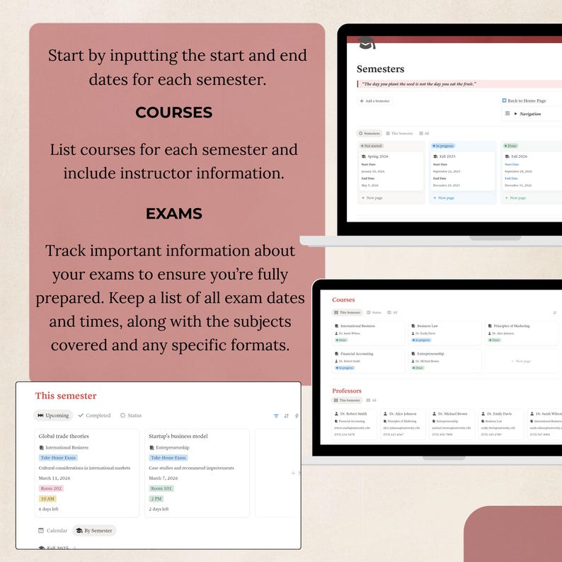 Notion Student Planner Template ; Academic & Student Life Organizer ...