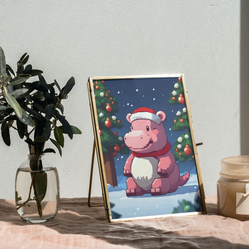Cute Kawaii 8 Bit Perler Beads Pixel Art Hippo Pixel Art - Etsy