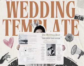 Magazine-Style Wedding Booklet | Editable Canva Templates All-in-one Wedding Bundle with PLR
