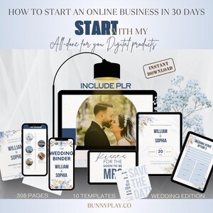 Paquete de planificación de bodas: más de 300 páginas y plantillas de Canva (descarga digital)