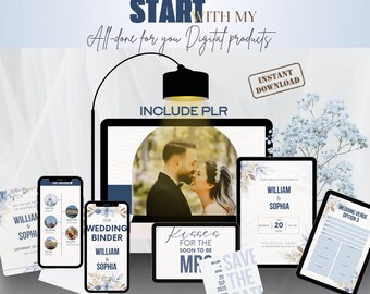 The Ultimate Wedding Bundle Kit: Canva Templates All-in-one Wedding Bundle with PLR | 300+ Pages Resell Rights | Planner Itinerary