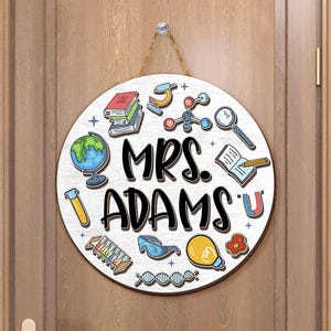 Custom 3D Science Teacher Name Sign, Personalised Science Teacher Door Sign,Science Classroom Decor,Teacher Door Hanger,Science Teacher Gift