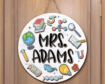 Custom 3D Science Teacher Name Sign, Personalised Science Teacher Door Sign,Science Classroom Decor,Teacher Door Hanger,Science Teacher Gift