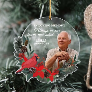 Custom Photo Memorial Ornament, Dad Remembrance Christmas Ornament, Personalized Remembrance Gift, Mom Loss Ornament, Loss of Father Gift