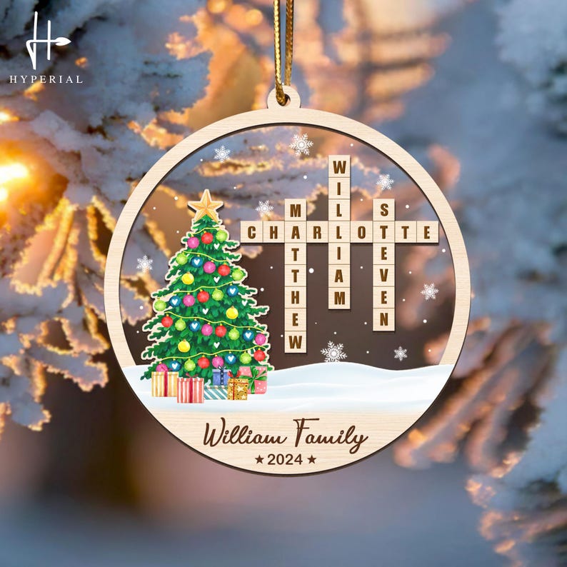 Personalized Scrabble Christmas Ornaments, Family Name Crossword Puzzle