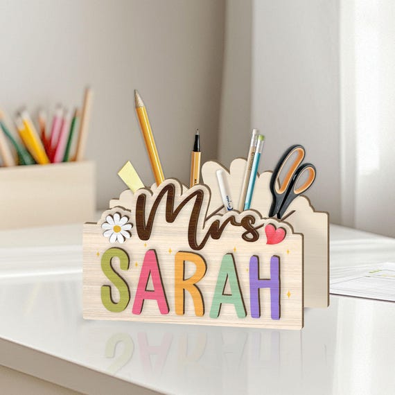 Teacher Appreciation Gift, Custom Teacher Pen Holder for Desk, Personalized Pen & Pencil Holder for Teacher, Back to school Gift for Teacher