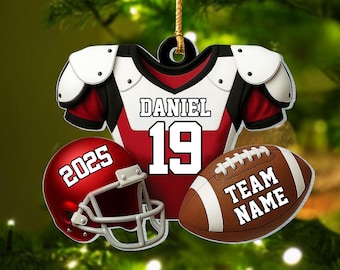 Personalized American Football Christmas Ornament,Custom Football Player Uniform Acrylic Ornament, Football Helmet And Ball,Football Uniform