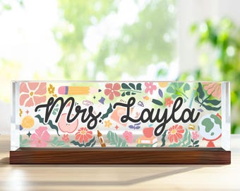 Personalized Teacher Desk Sign, Teacher Acrylic Block, Teacher Desk Name Plate, Teacher Acrylic Plaque, Back to School Gift, Teachers Gifts