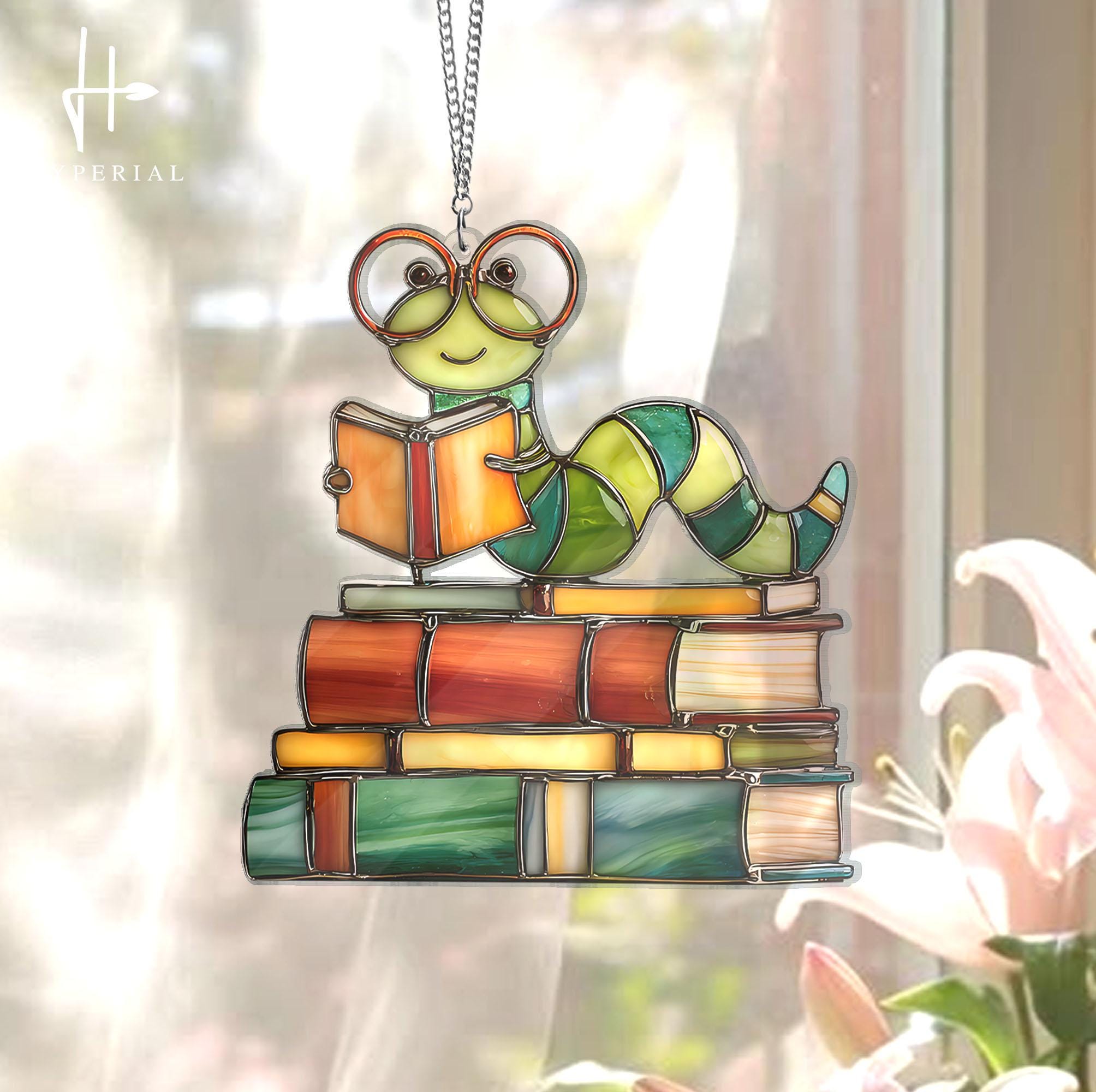Bookworm Window Display Bookworm Suncatcher, Book Acrylic Suncatcher, Book Window Decor, Book ...