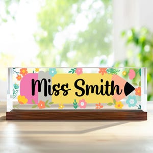 Teacher Custom Desk Sign Name, Personalized Name Plate For Teacher Appreciation Gift, Teachers Gift, Teacher Acrylic Plaque, Back to School