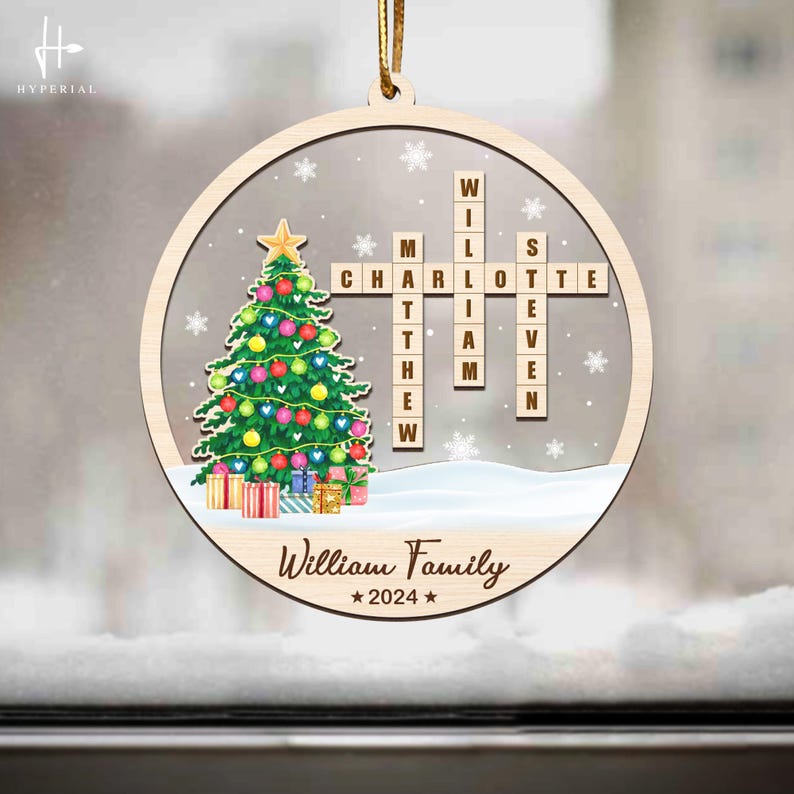Personalized Scrabble Christmas Ornaments, Family Name Crossword Puzzle
