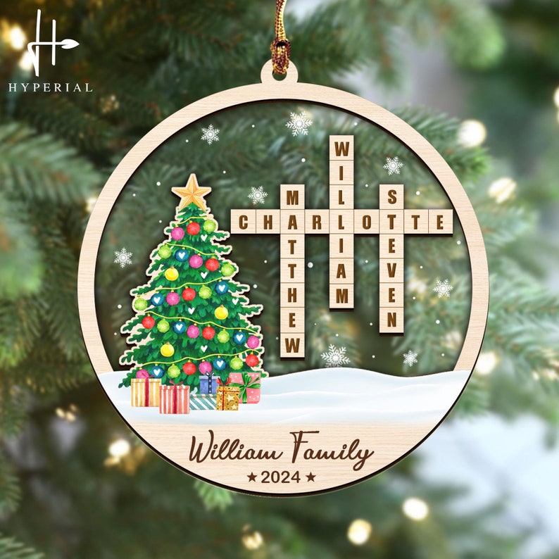 Personalized Scrabble Christmas Ornaments, Family Name Crossword Puzzle