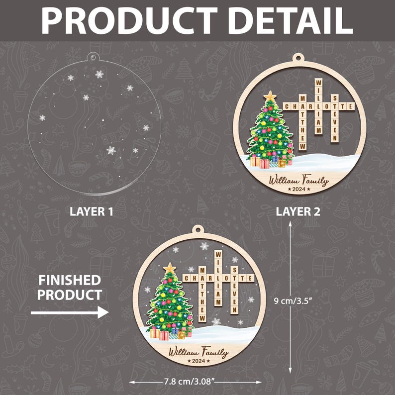 Personalized Scrabble Christmas Ornaments, Family Name Crossword Puzzle