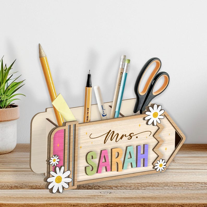 Teacher Appreciation Gift, Custom Pen Holder for Desk, Personalized Pen ...